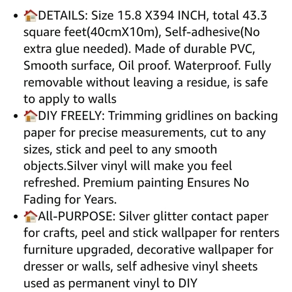 Silver Glitter Peel and Stick Wallpaper - Picture 7 of 7